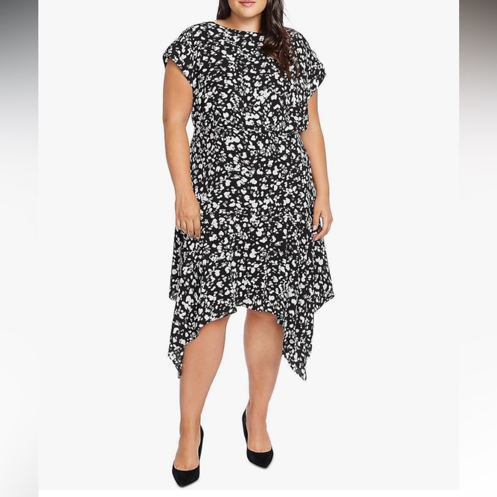 Vince Camuto printed handkerchief hem dress size 16w